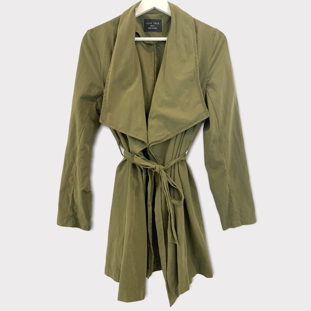 LOVE TREE | Olive Suede Trench Jacket Size S